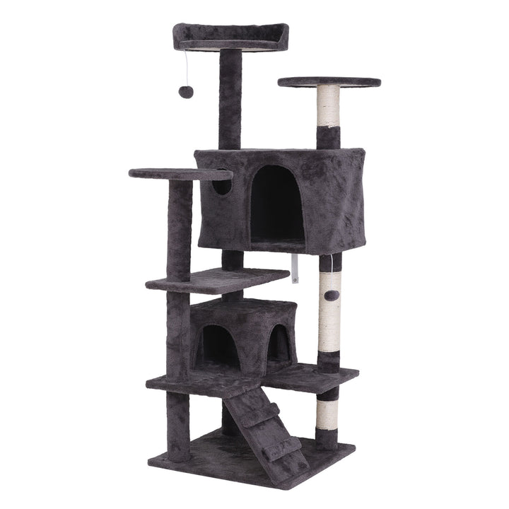 55" Cat Tree Tower Activity Center Large Playing House Condo for Cat Rest Gray