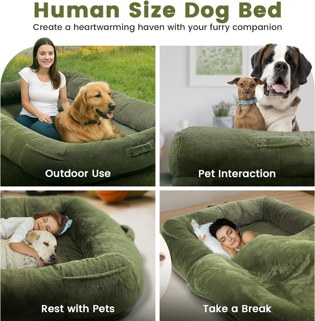 Extra Large Dog Bed 72"X48"X10" Washable Floor Beds Blanket Human Dog Bed