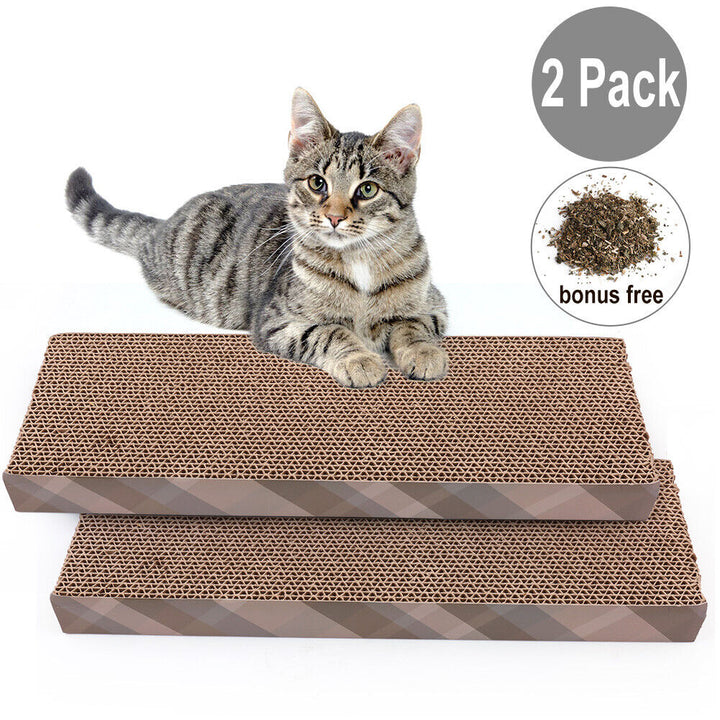 2X Cat Scratch Cardboard Catnip Scratching Pad Scratcher Lounge Sofa Bed Post