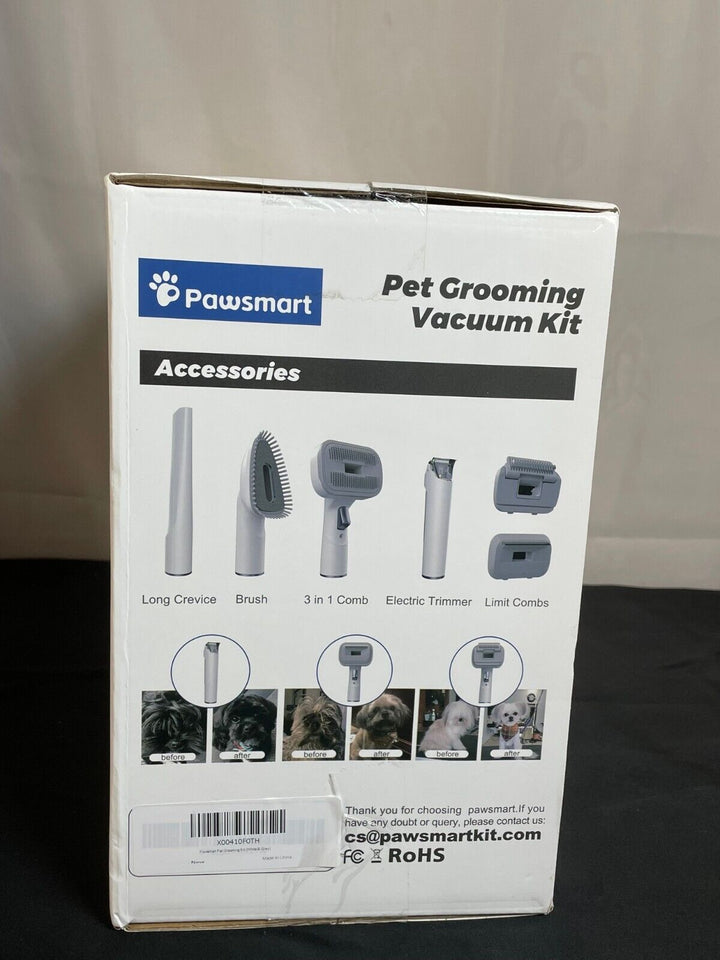 Pawsmart TPP01 White Grey Low Noise Stress Free Dog Pet Grooming Vacuum Kit