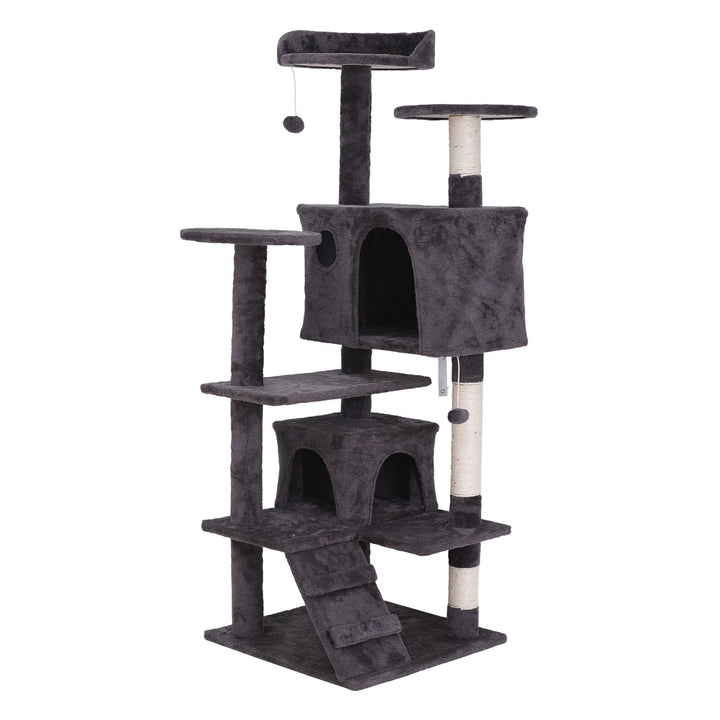 55" Cat Tree Tower Activity Center Large Playing House Condo for Cat Rest Gray