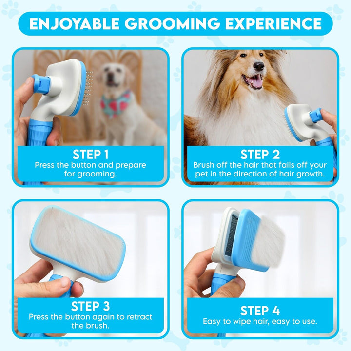 Self Cleaning Slicker Brush Dog Cat Pet Grooming Brush Shedding Brush Comb Rake