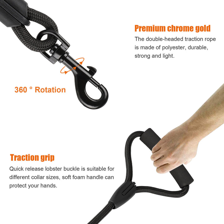 Double Dog Leash Dual-Headed Traction Rope No Tangle Strong Durable for Two Dogs