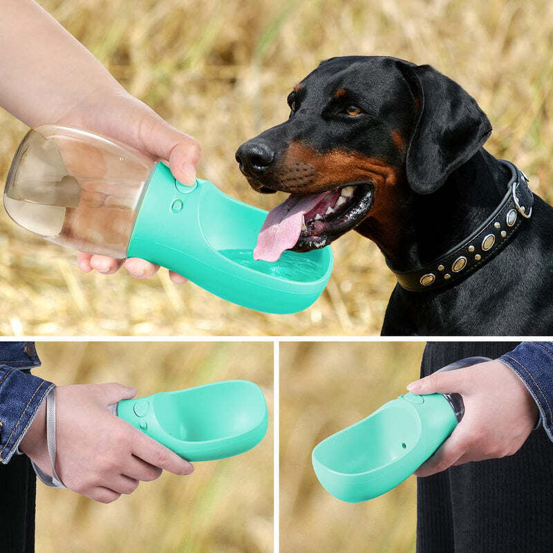 12 OZ Leak Proof Portable Pet Dog Cat Water Bottle with Bowl Dispenser Outdoor