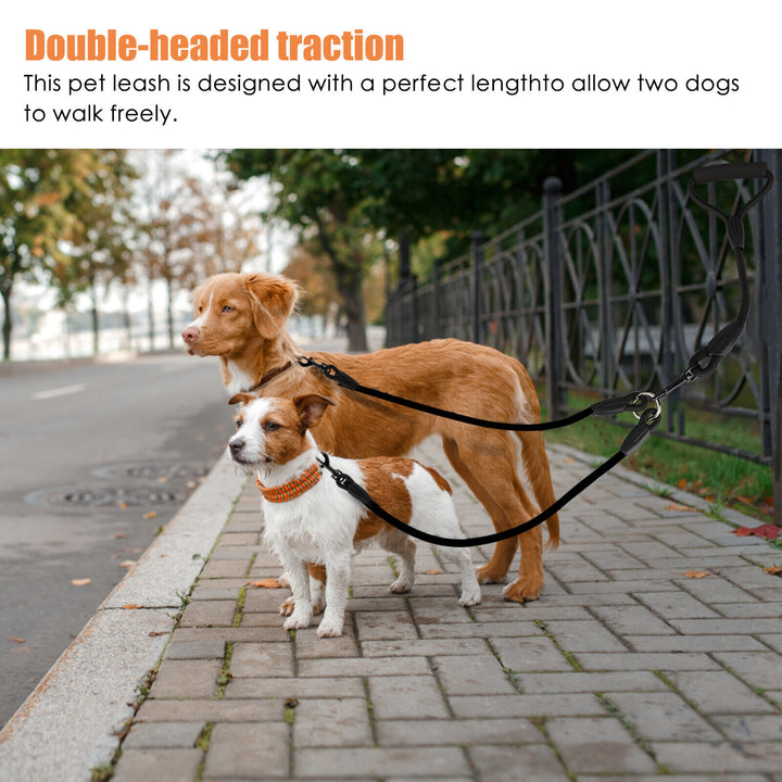 Double Dog Leash Dual-Headed Traction Rope No Tangle Strong Durable for Two Dogs