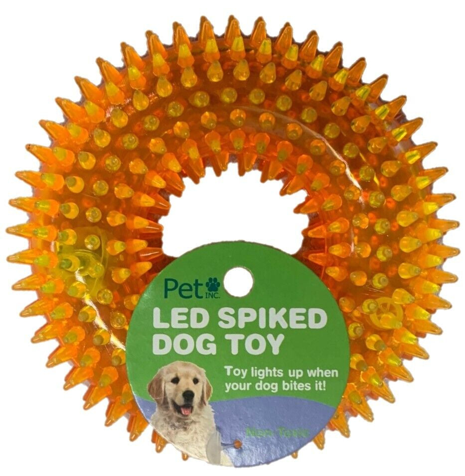 LED Spiked Donut Dog Toy, Assorted Colors