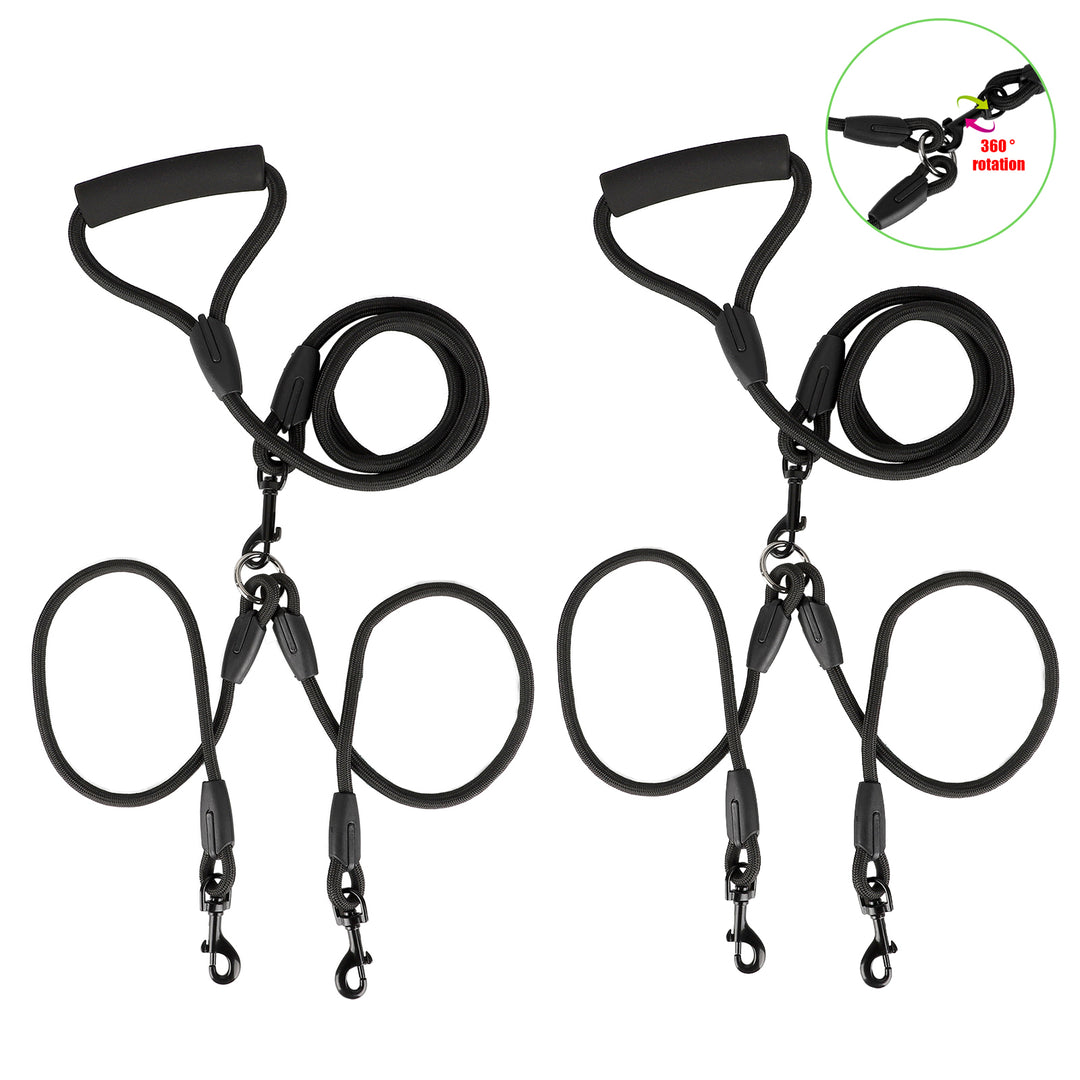 Double Dog Leash Dual-Headed Traction Rope No Tangle Strong Durable for Two Dogs