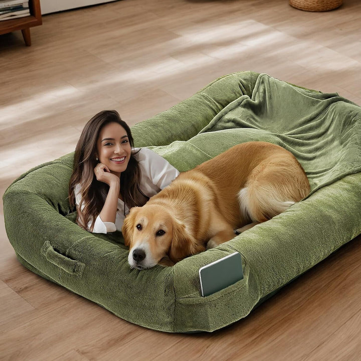 Extra Large Dog Bed 72"X48"X10" Washable Floor Beds Blanket Human Dog Bed