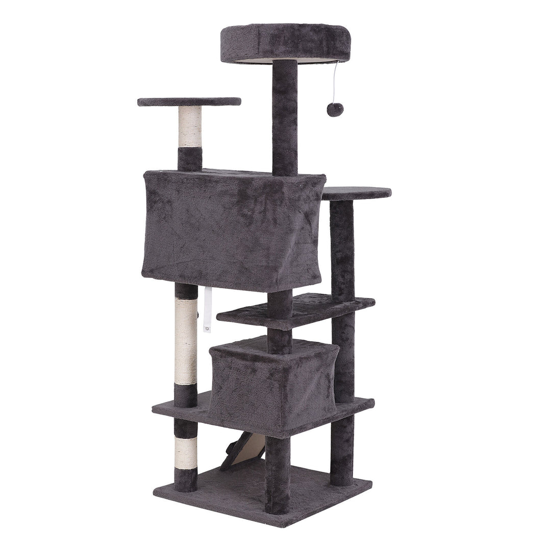 55" Cat Tree Tower Activity Center Large Playing House Condo for Cat Rest Gray