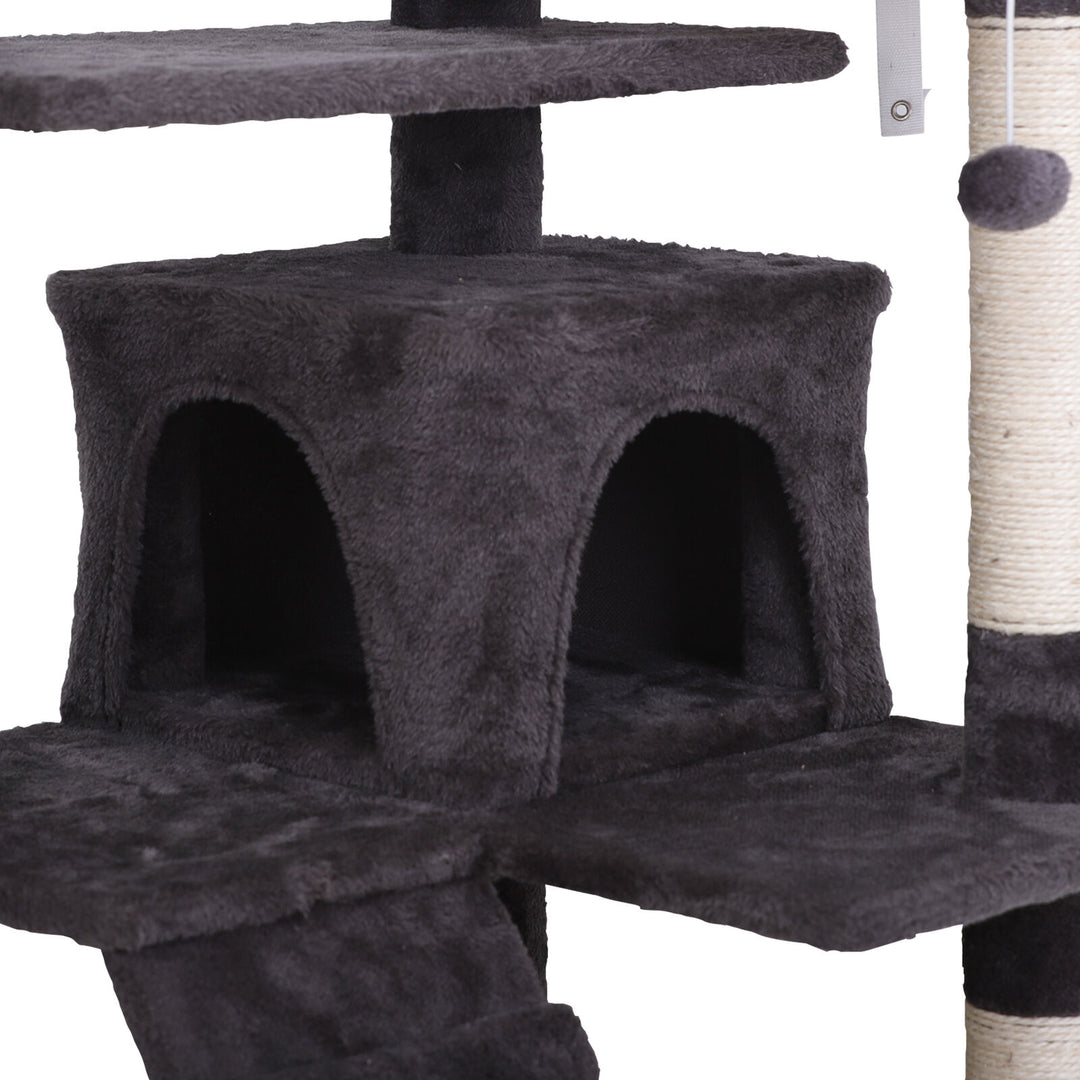 55" Cat Tree Tower Activity Center Large Playing House Condo for Cat Rest Gray