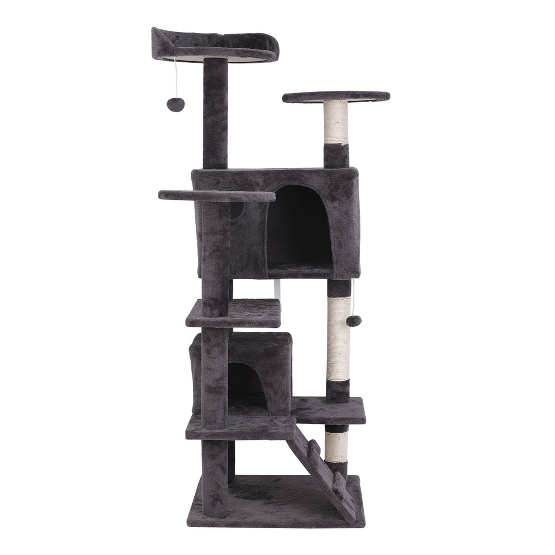 55" Cat Tree Tower Activity Center Large Playing House Condo for Cat Rest Gray