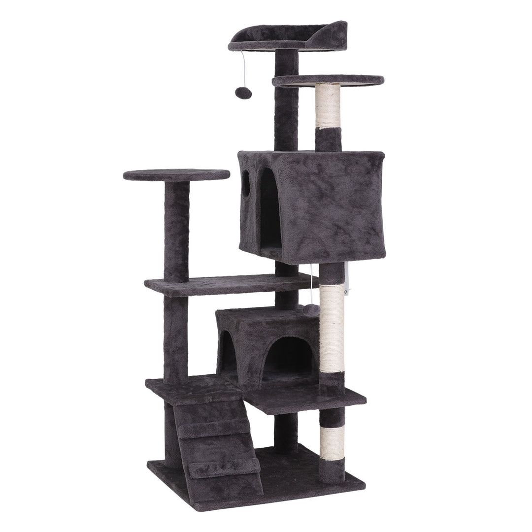 55" Cat Tree Tower Activity Center Large Playing House Condo for Cat Rest Gray