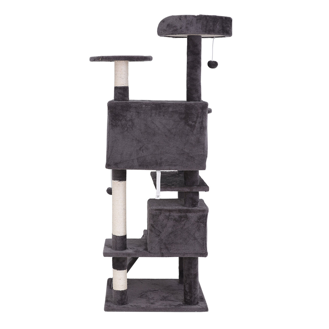 55" Cat Tree Tower Activity Center Large Playing House Condo for Cat Rest Gray