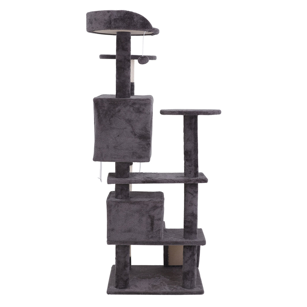 55" Cat Tree Tower Activity Center Large Playing House Condo for Cat Rest Gray